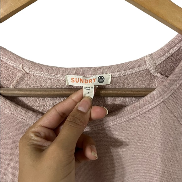 Sundry Pink Hearts Long Sleeve Sweater Top Pullover - Picture 2 of 5